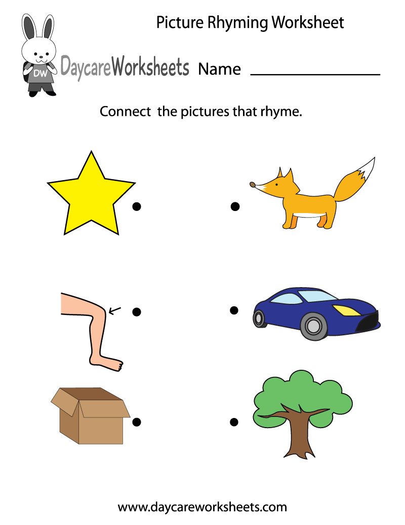 Free Printable Rhyming Match Up Game Worksheet