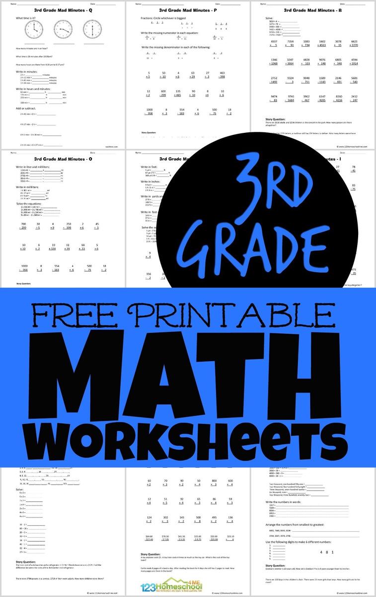 Free Printable 3rd Grade Math Review Worksheet
