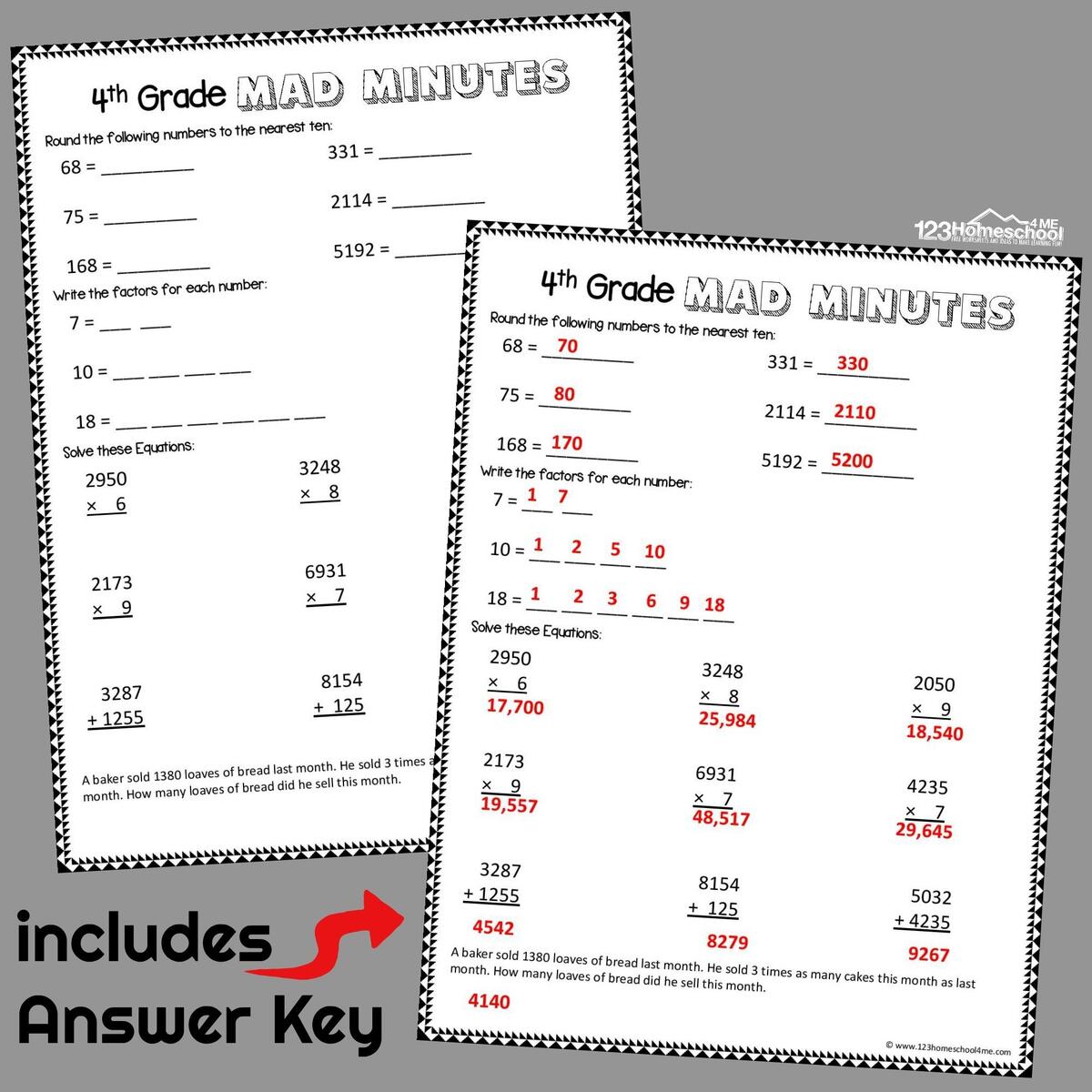 FREE Printable 4th Grade Math Worksheets Pdf