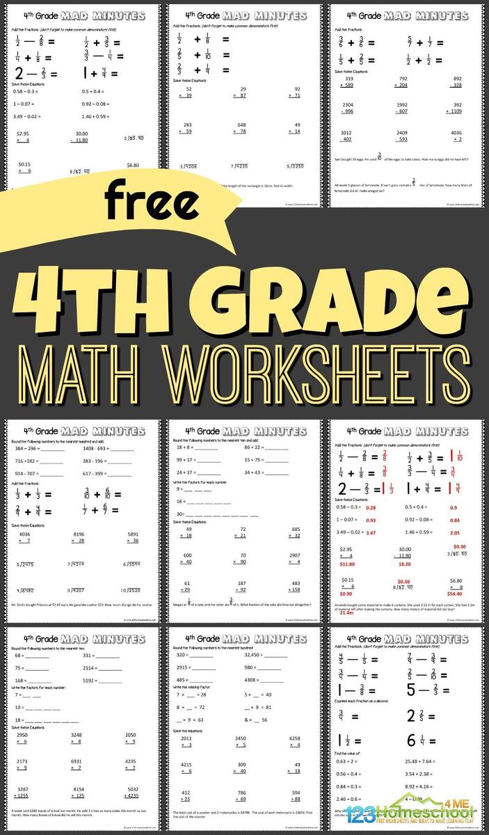 Fourth Grade Addition Worksheet