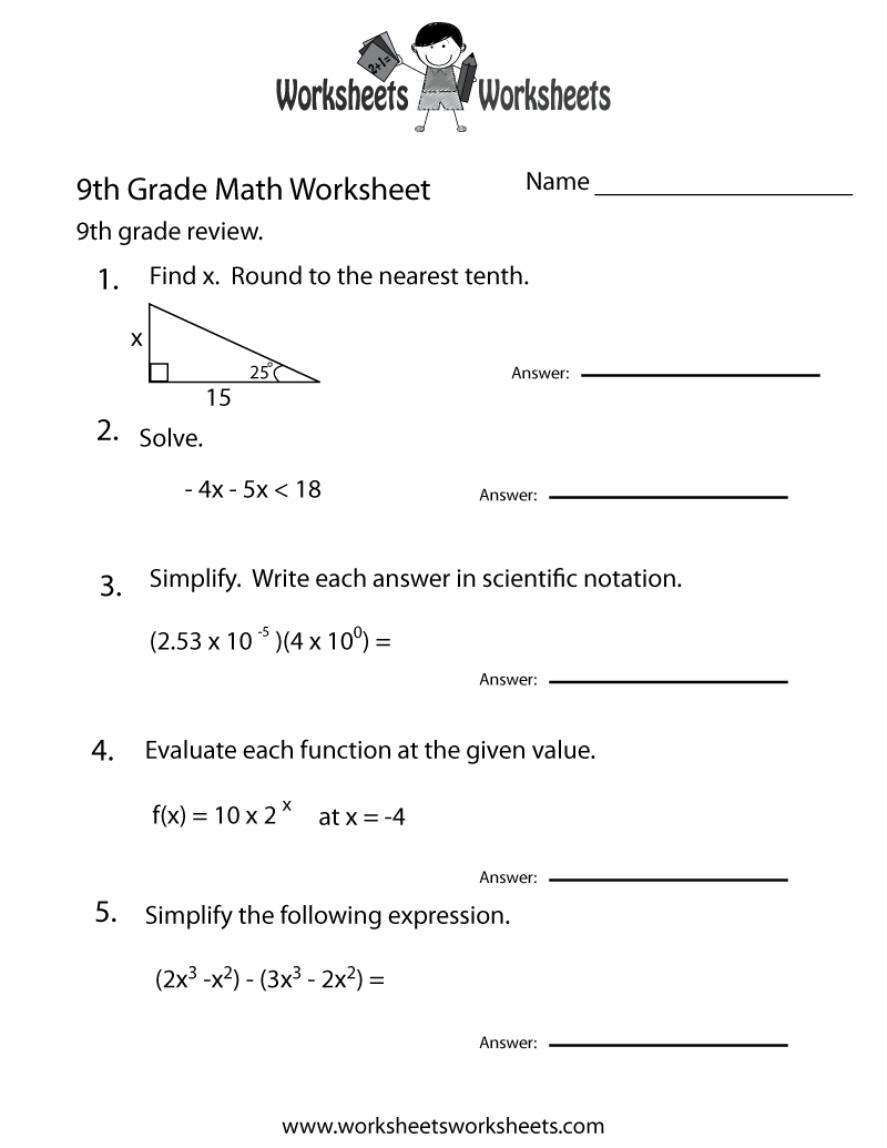 Free Printable 9th Grade Math Review Worksheet 17 9th Grade Worksheets Spelling Words Free PDF At Worksheeto