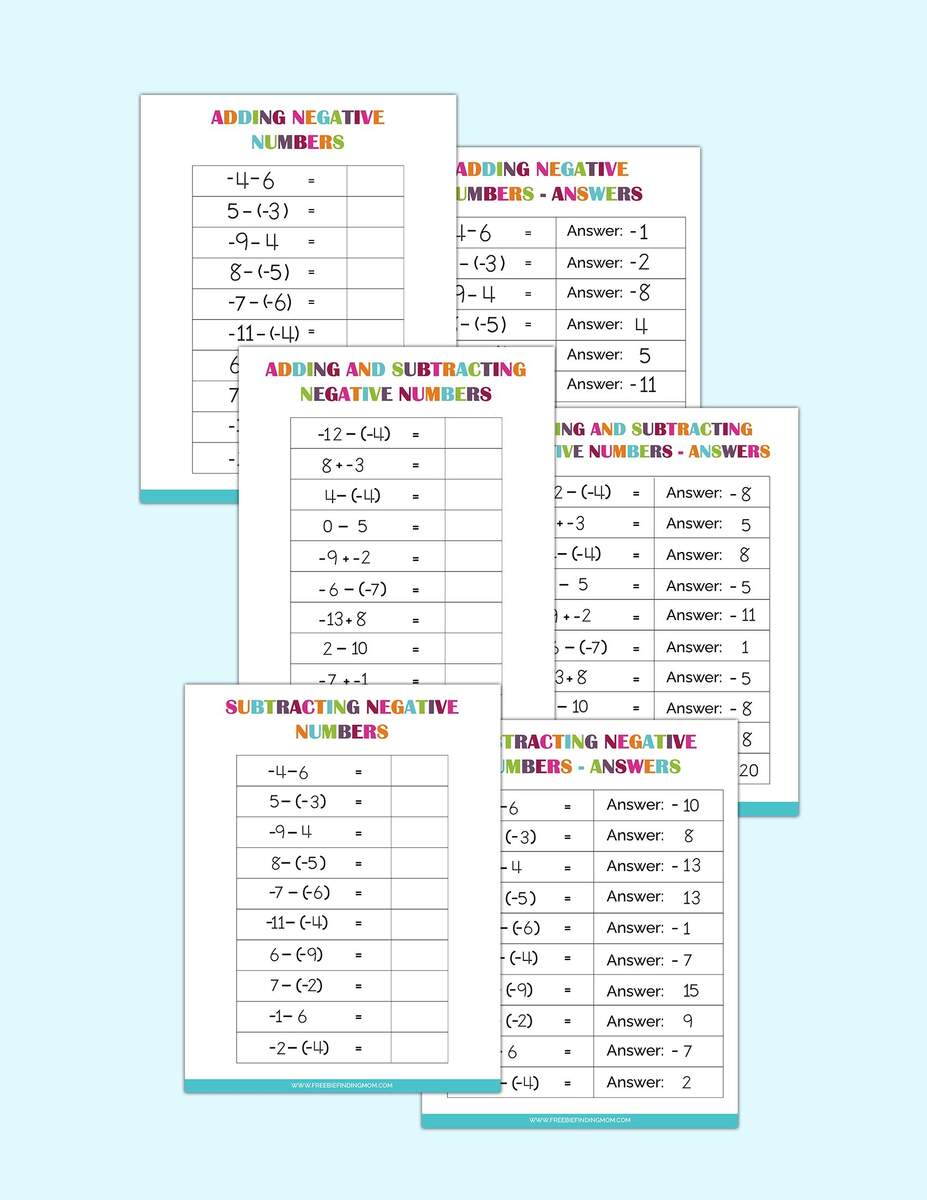 Free Printable Adding And Subtracting Negative Numbers Worksheets Free Printable Adding And Subtracting Negative Numbers Worksheets