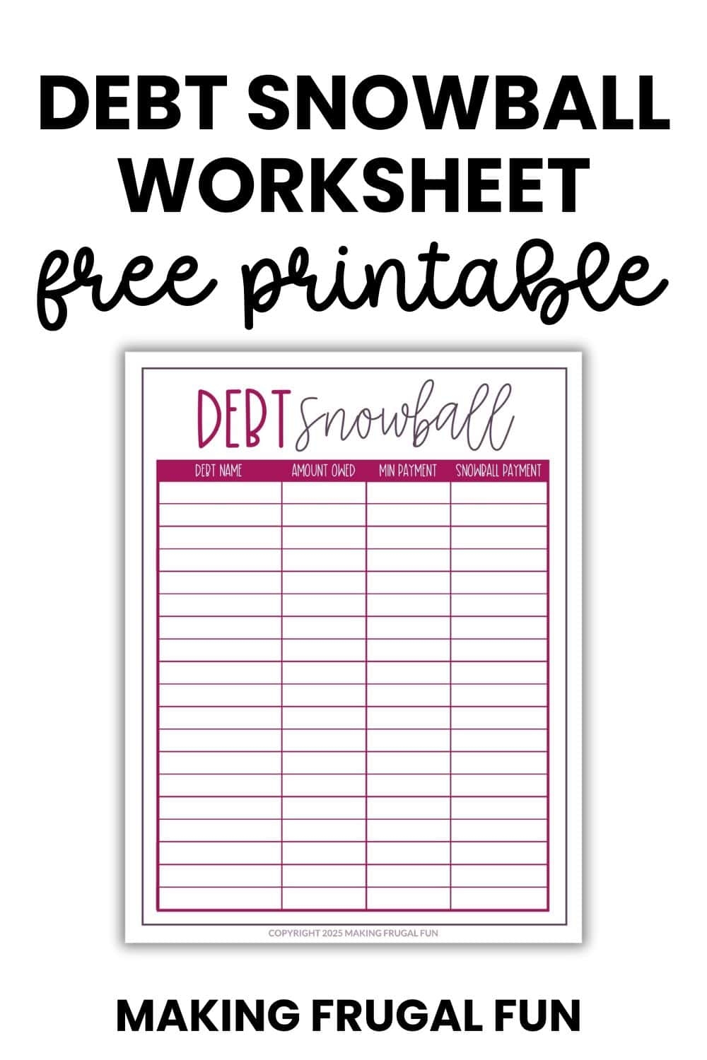 Free Printable Debt Snowball Worksheet Making Frugal FUN Debt Snowball Tracker Printable Debt Payment Worksheet Debt Payoff Progress Log Debt Free Goal Chart Instant Download Etsy