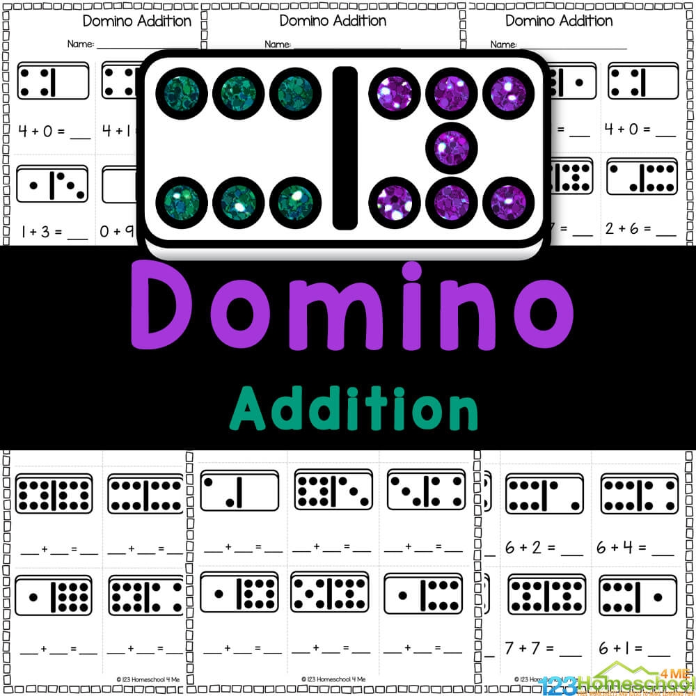 FREE Printable Domino Addition Math Worksheets For Kindergarten Domino Addition Worksheets
