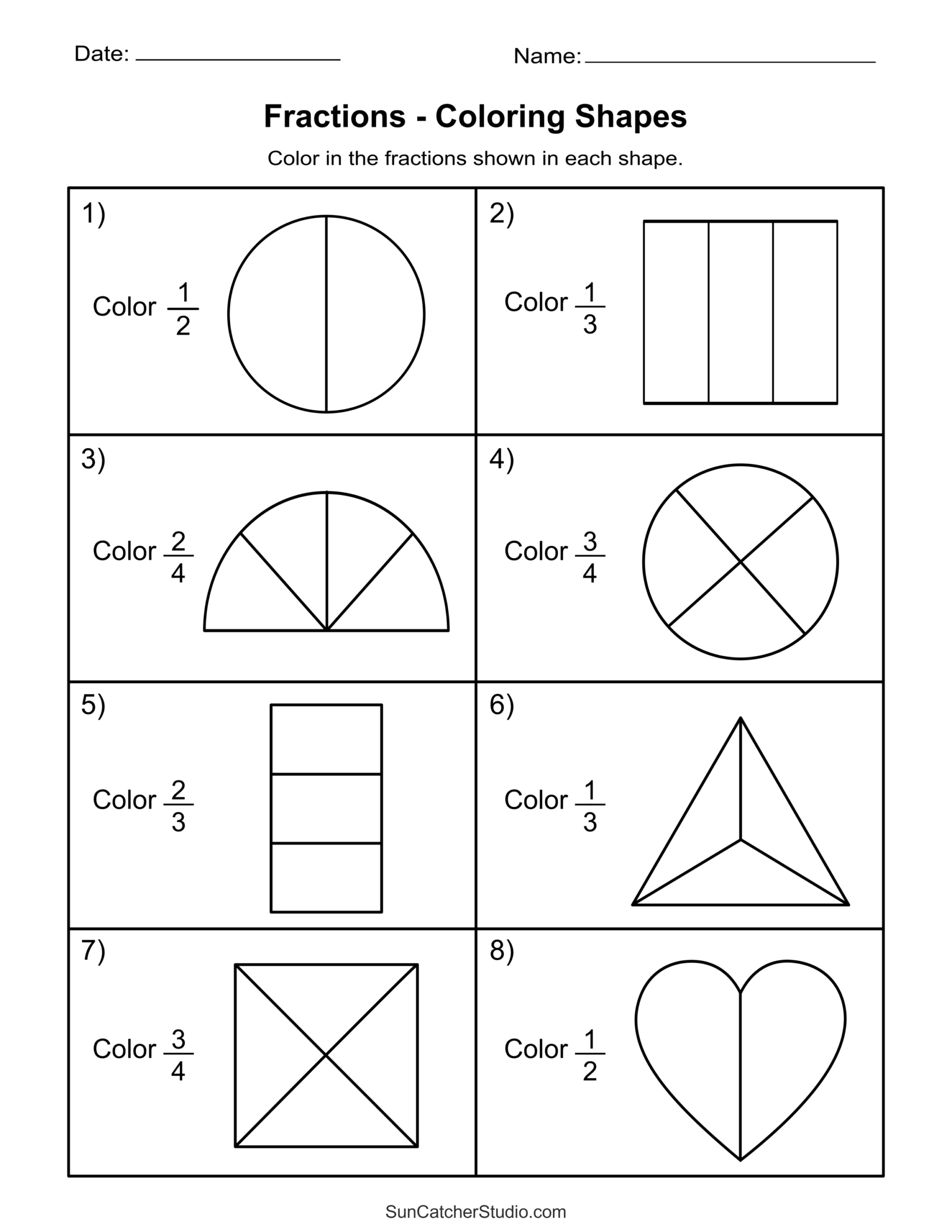 Free Printable Fractions Worksheets Comparing Identifying Free Printables Lettering SVG Files Tools Apps