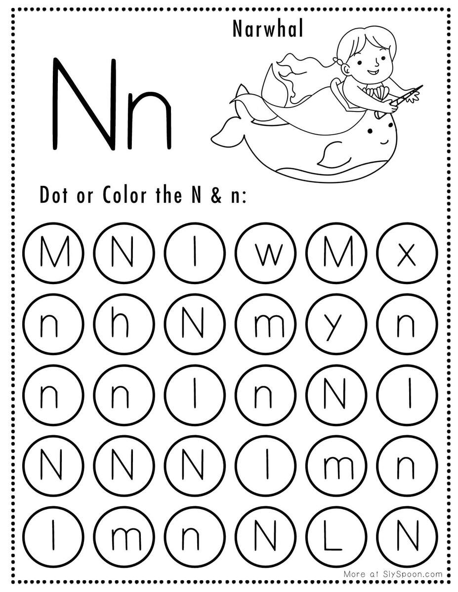 Free Printable Letter N Worksheets Sly Spoon