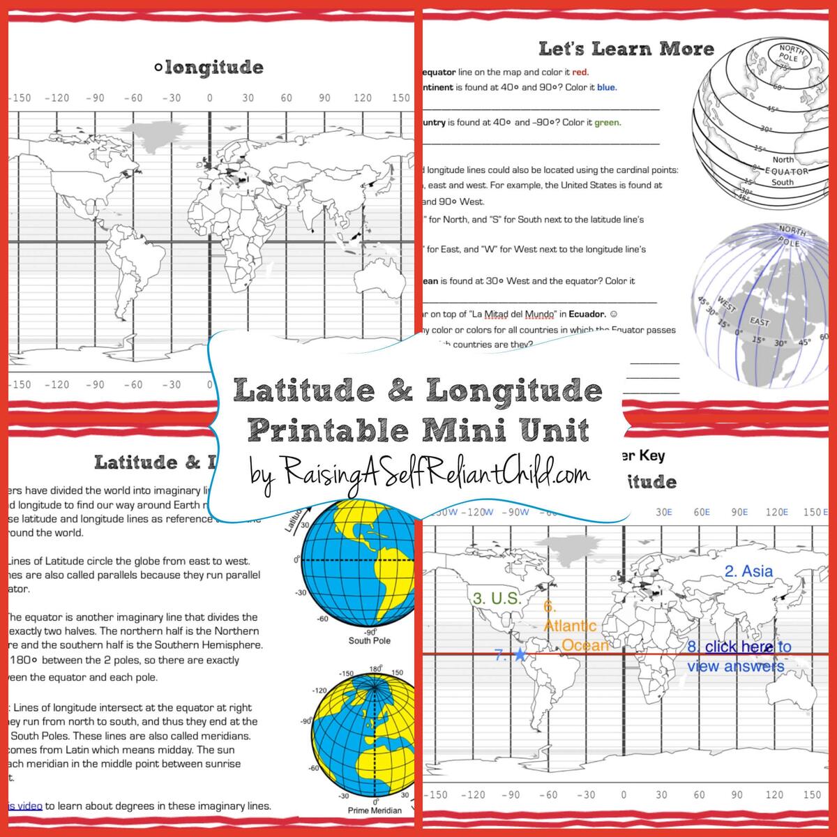 Free Printable Mini Unit Latitude And Longitude For Kids 76 Longitude Latitude Ideas Map Skills Social Studies 6th Grade Social Studies
