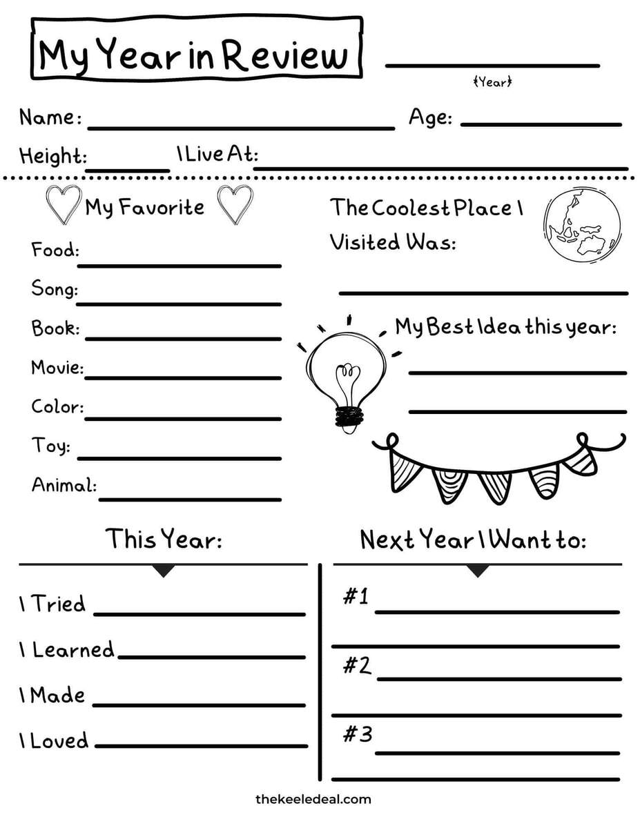 Free Printable My Year In Review Worksheet 2025 The Keele Deal Weekly Goals Review Template Plan Reflect Improve