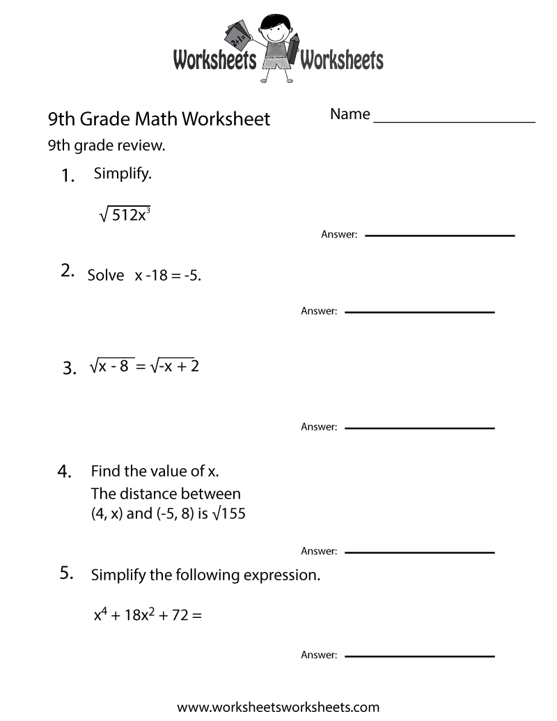 Free Printable Ninth Grade Math Practice Worksheet 17 9th Grade Worksheets Spelling Words Free PDF At Worksheeto