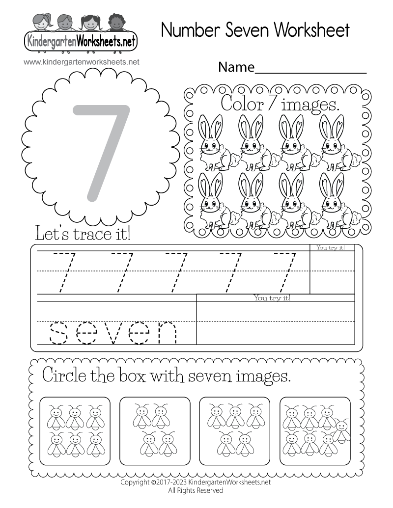 Free Printable Number Seven Worksheet Pre K Math Worksheets Number 7 Coloring Free Printable PDF