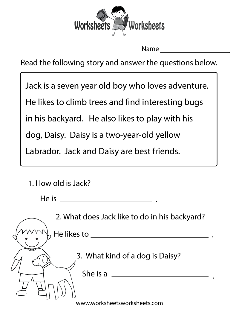 Free Printable Reading Comprehension Practice Worksheet Kindergarten Reading Comprehension Worksheets Superstar Worksheets
