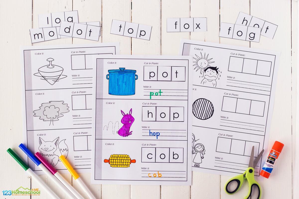Short Vowel O Mini Coloring Book CVC Words 1 Ezpzphonics