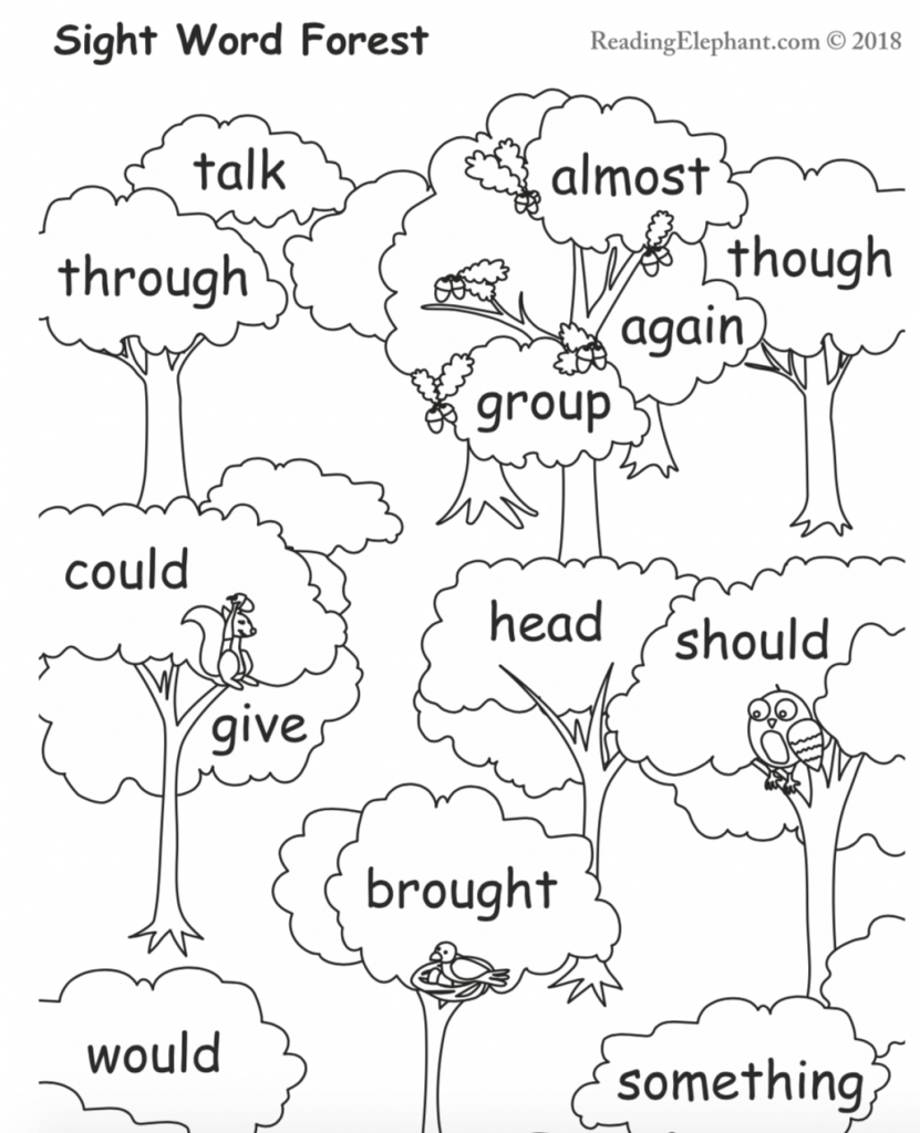 Free Printable Sight Word Worksheets Reading Elephant Free Kindergarten Sight Word Worksheets Printable