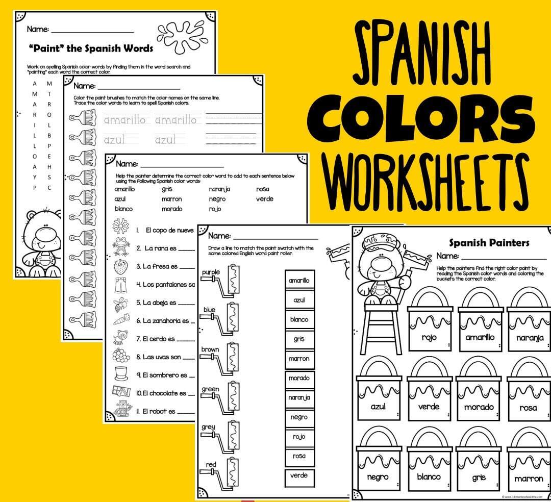 FREE Printable Spanish Color Worksheets FREE Printable Spanish Color Worksheets