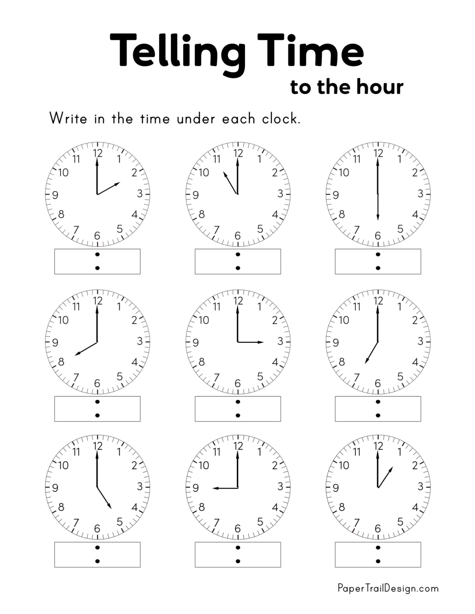 Telling Time Worksheets
