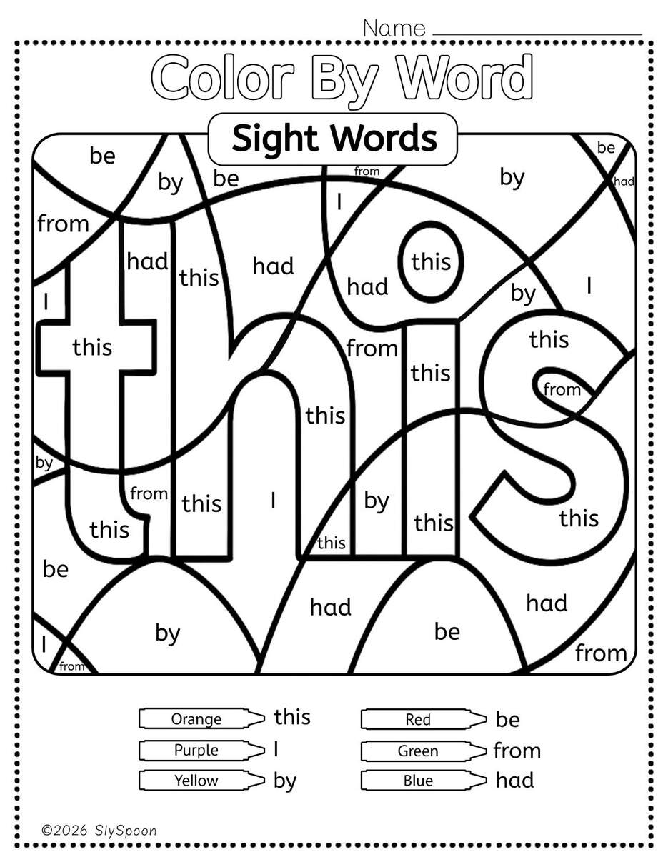 Free Printable This Sight Word Worksheets For Kindergarten First Grade Sly Spoon