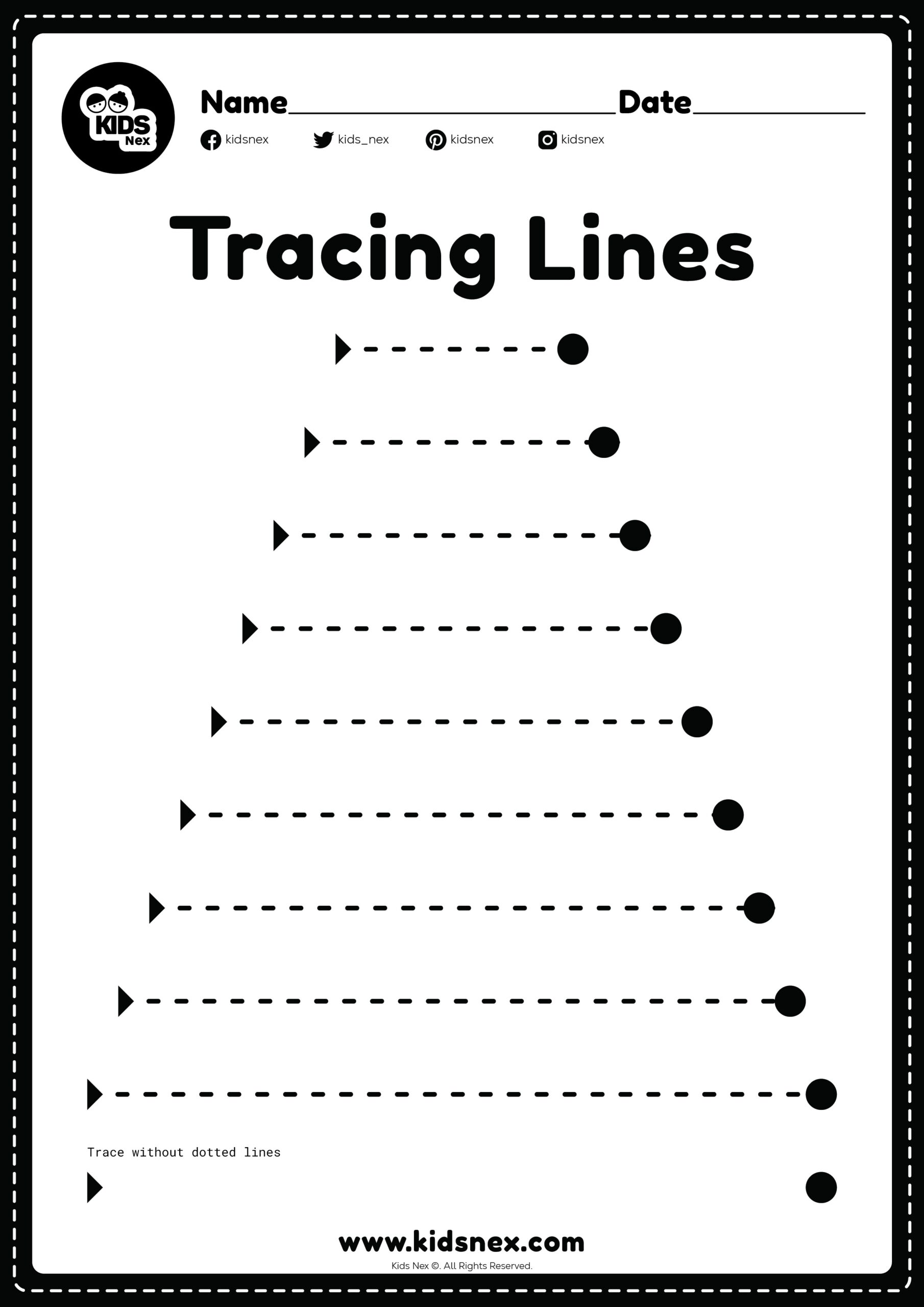 Straight Line Tracing Worksheets Pdf Free