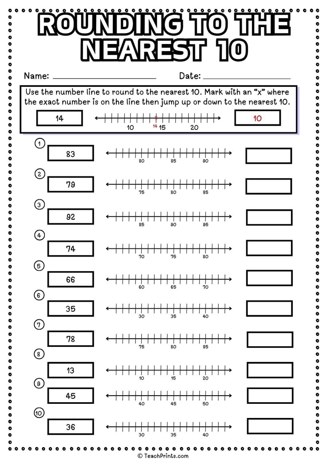 Free Rounding To The Nearest 10 Worksheets Teach Prints
