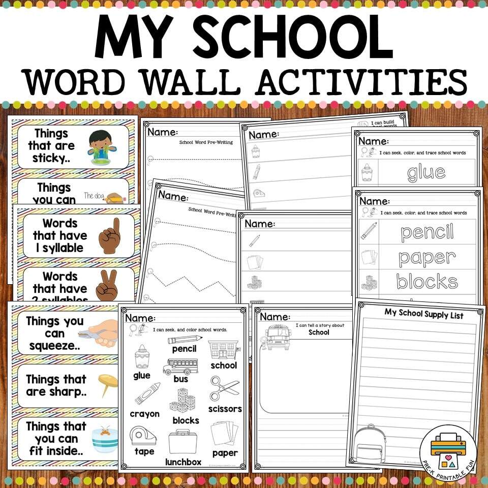 Free School Word Wall Cards Pre K Printable Fun