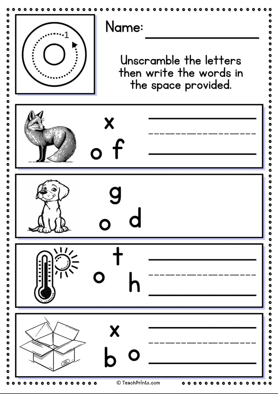 Free Short O Words Worksheets Teach Prints