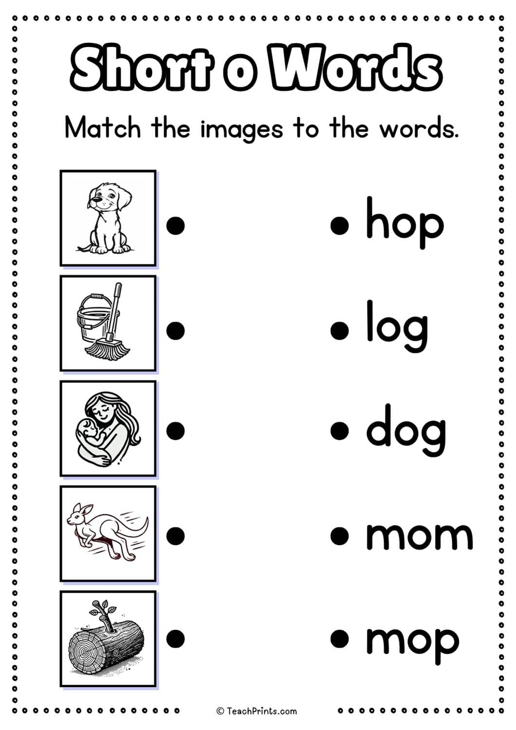 Free Short O Words Worksheets Teach Prints