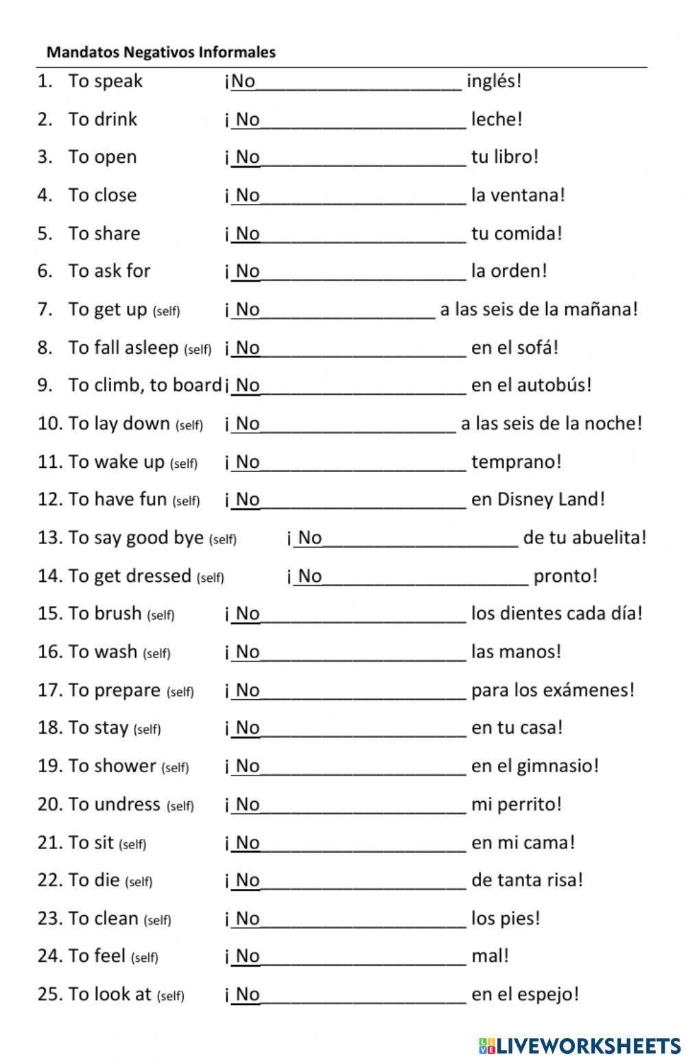 Free Spanish Commands Worksheet Download Free Spanish Commands Worksheet Png Images Free Worksheets On Clipart Library