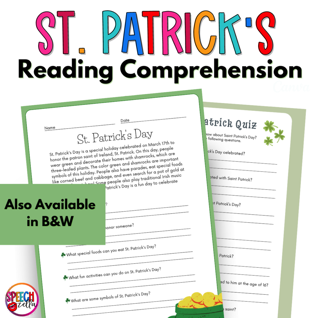 Free St Patrick S Day Worksheets For Speech Therapy Speechzella Free St Patrick S Day Worksheets For Speech Therapy Speechzella