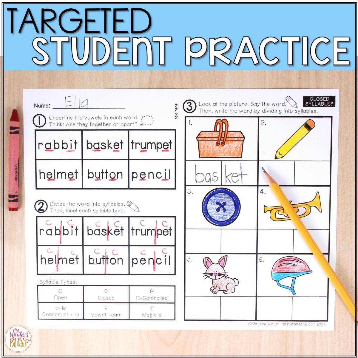 FREE Syllable Types And Syllable Division Digital Printable Activities Lead In Literacy Resources For Kindergarten 1st 2nd Grade