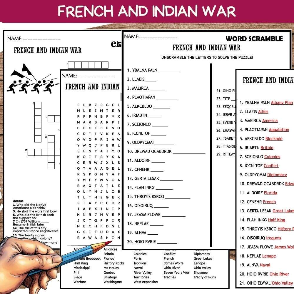 French And Indian War Seven Years War WORKSHEETS Word Scramble Crossword Wordsearch Made By Teachers French And Indian War Seven Years War WORKSHEETS Word Scramble Crossword Wordsearch Made By Teachers