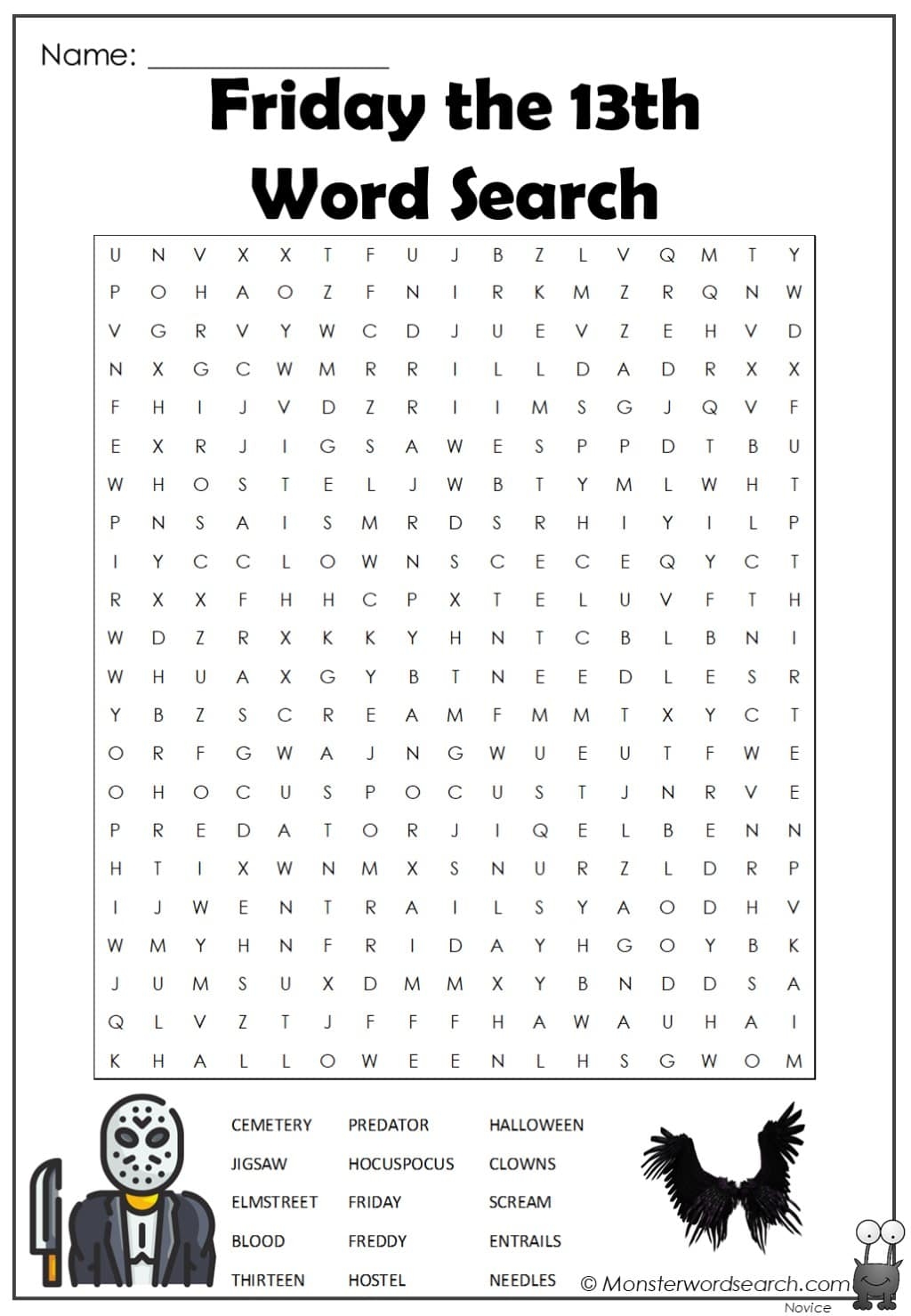 Friday The Thirteenth Word Search WordMint