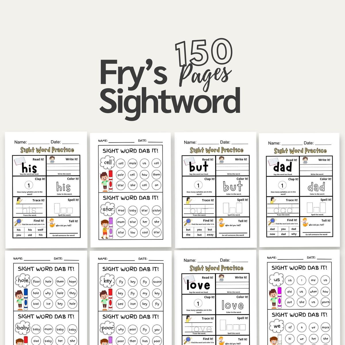 Fry First Hundred Sight Word Kindergarten Worksheet Preschool Sight Word Read Write 1st Grade Sight Word Mastery Grade 1 Sheet Printable Etsy