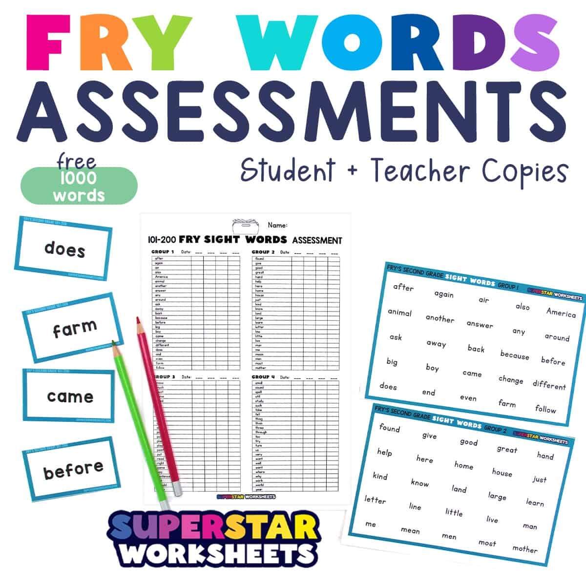Fry Sight Word Assessment Superstar Worksheets
