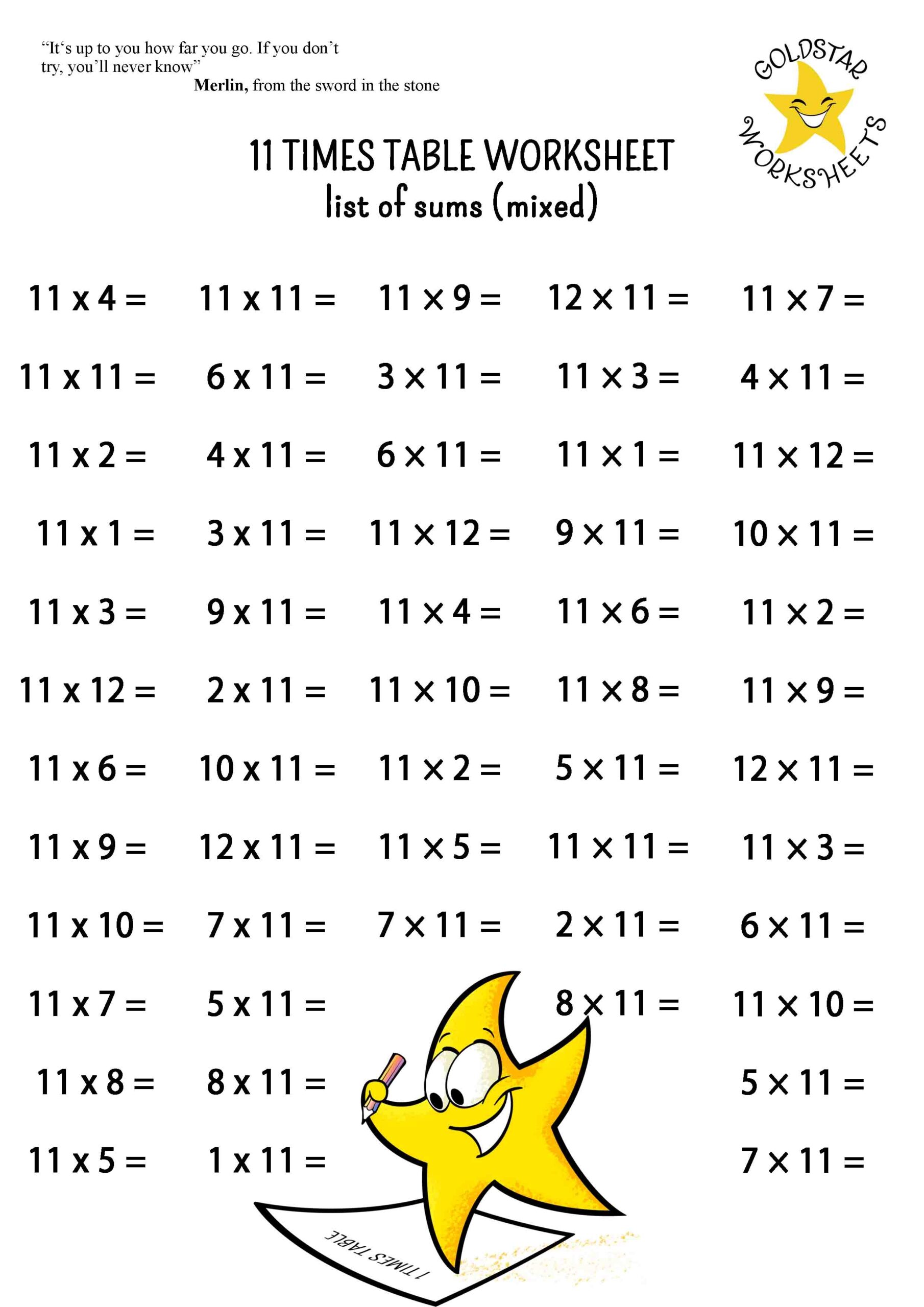 Fun Free 11 Times Table Worksheets Vibrant Designs DIY Coloring 11 Times Table