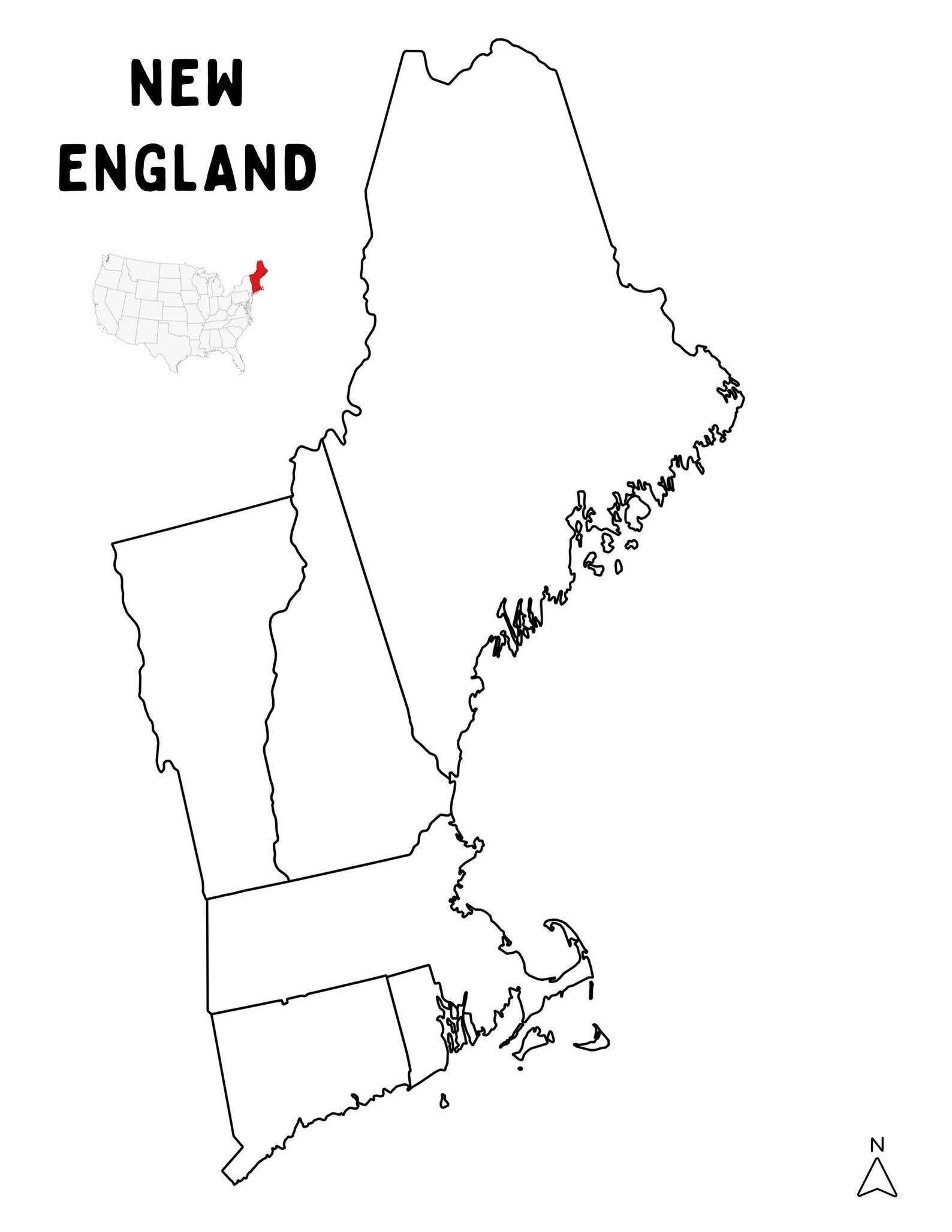 Geography Printables Geography Realm Blank Map Of New England States Free Download Ultimaps
