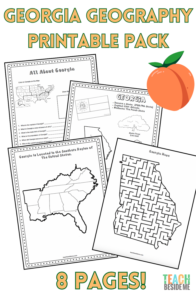 Georgia Geography For Kids Printable State Learning Pack Teach Beside Me Arkansas Geography For Kids Printable State Activity Pack Teach Beside Me