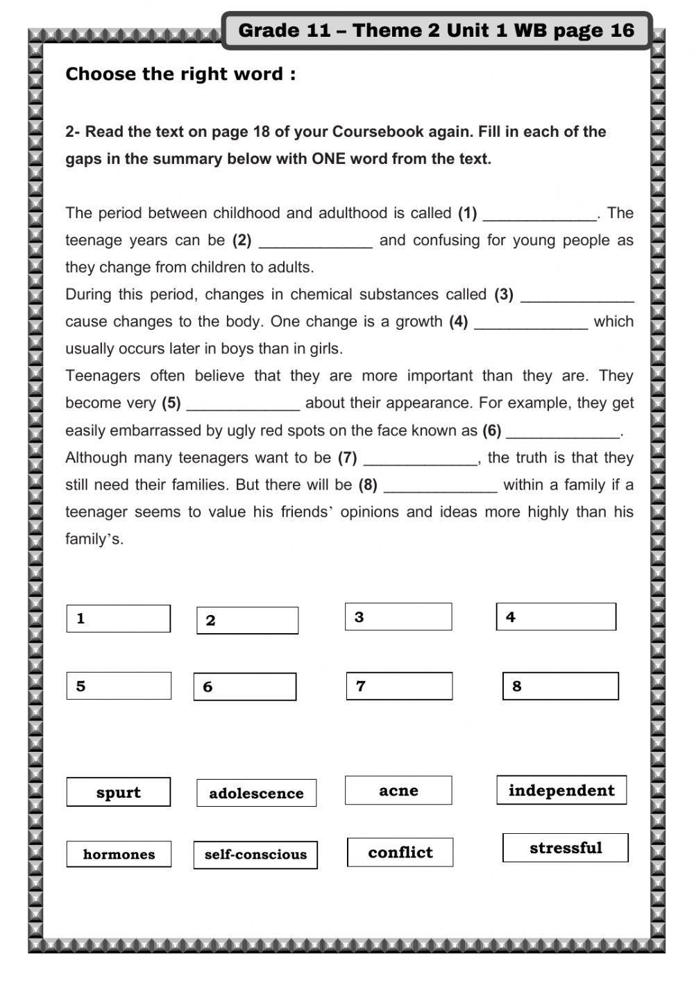 Grade 11 Worksheets English Language Worksheets Library