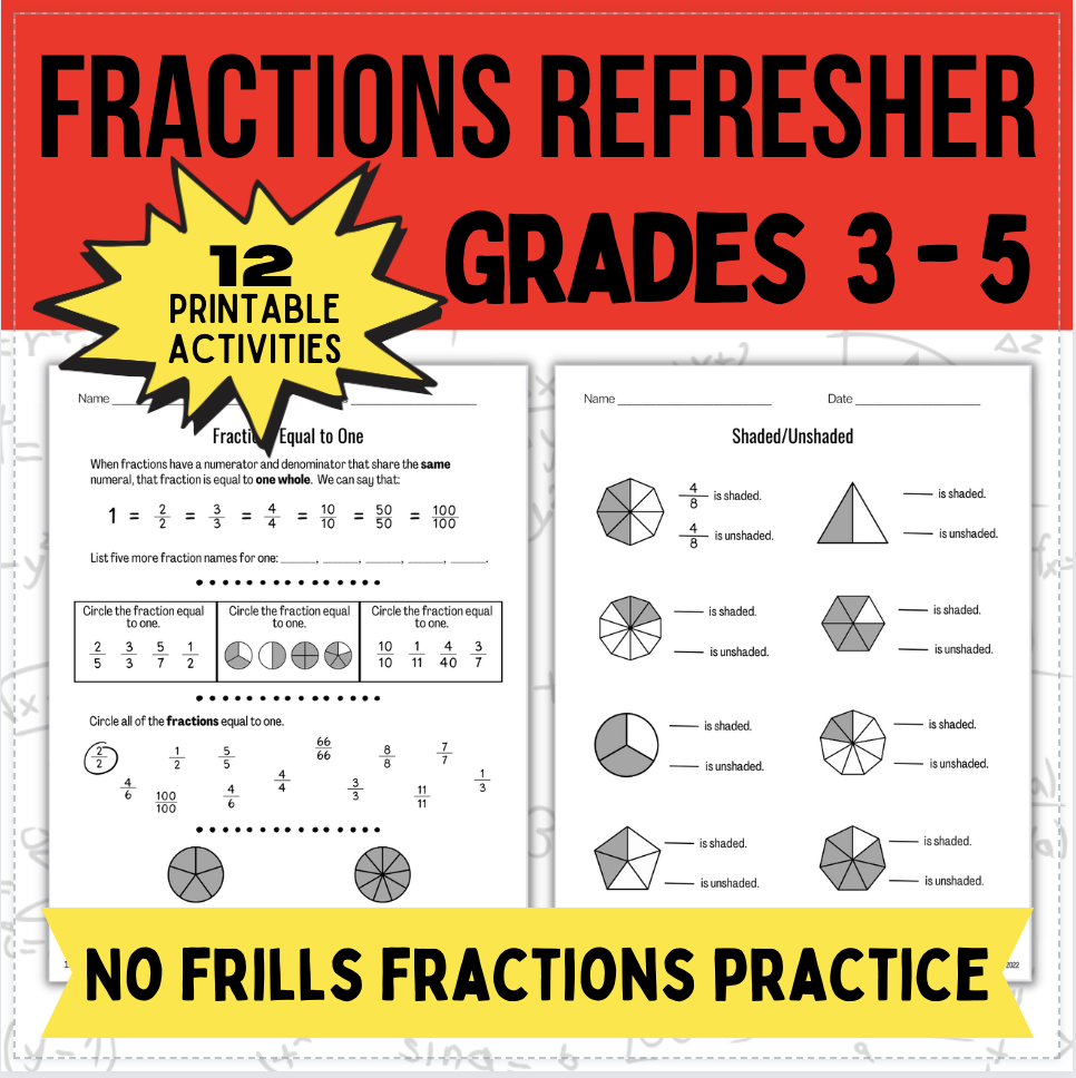 Grades 3 4 5 Fraction Review Made By Teachers