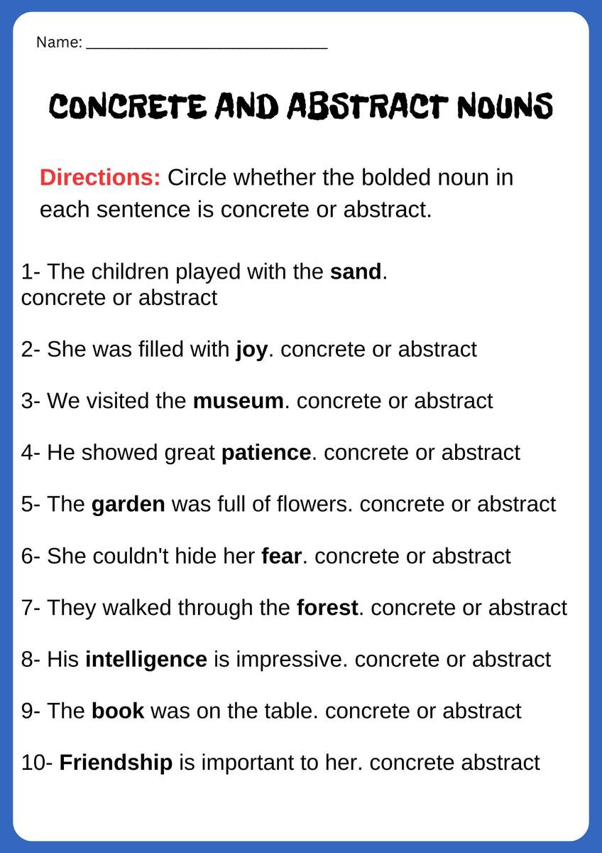 Grammar Activities Concrete And Abstract Nouns Worksheets Made By Teachers Grammar Activities Concrete And Abstract Nouns Worksheets Made By Teachers