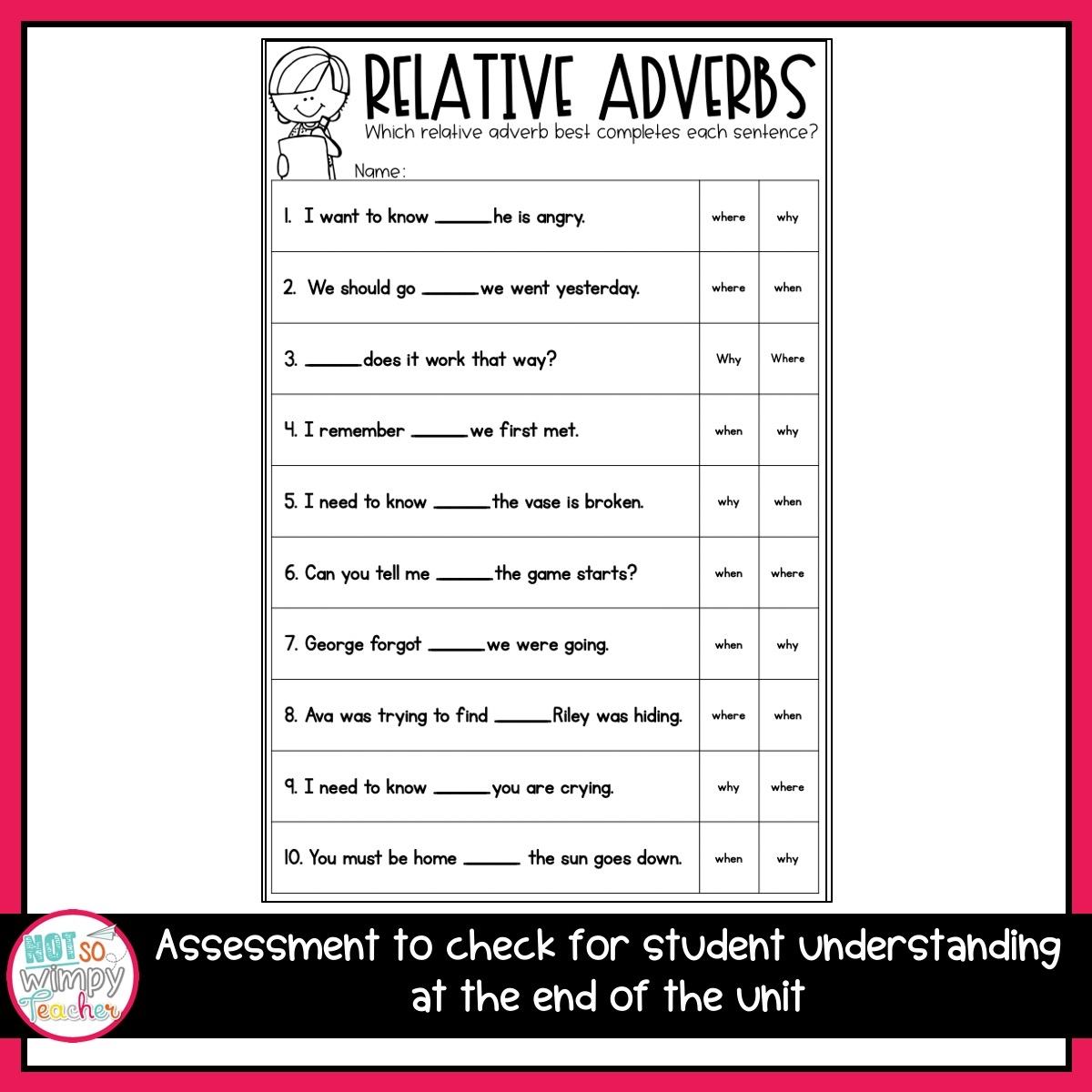 Grammar Fourth Grade Activities Relative Adverbs Not So Wimpy Teacher Daily Grammar Activities Adjectives Adverbs Worksheets 3rd 4th 5th Grade Made By Teachers