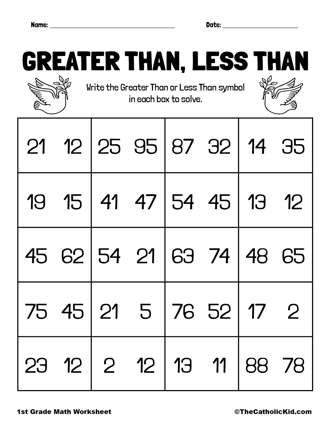 Great Than Less Than Catholic Worksheet TheCatholicKid Great Than Less Than Catholic Worksheet TheCatholicKid