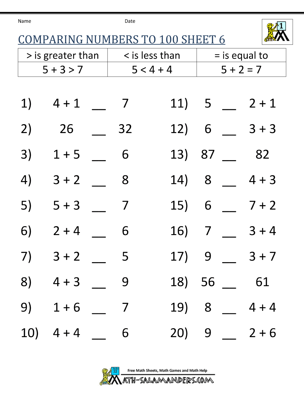 1st Grade Math Worksheets Free Printables