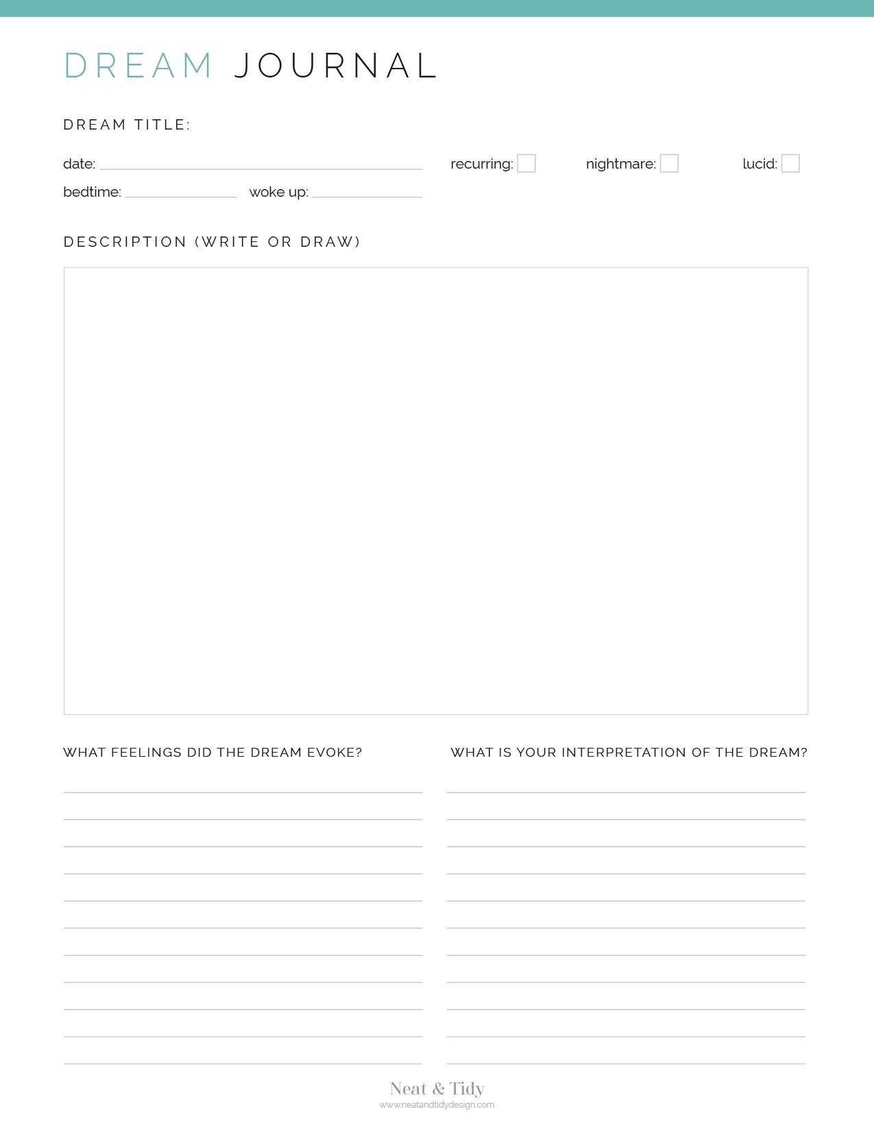 Guided Dream Journal Neat And Tidy Design