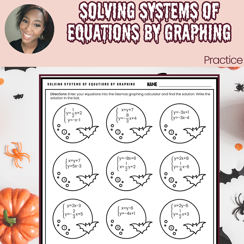 Halloween Solving Systems Of Equations By Graphing Practice Algebra 1 Beyond The Math
