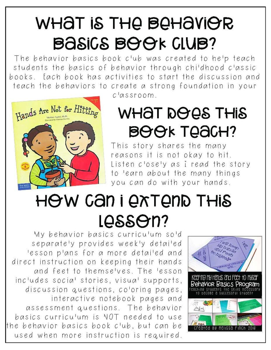 Hands Are Not For Hitting Behavior Basics Book Club Autism Adventures Hands Are Not For Hitting Behavior Basics Book Club Autism Adventures