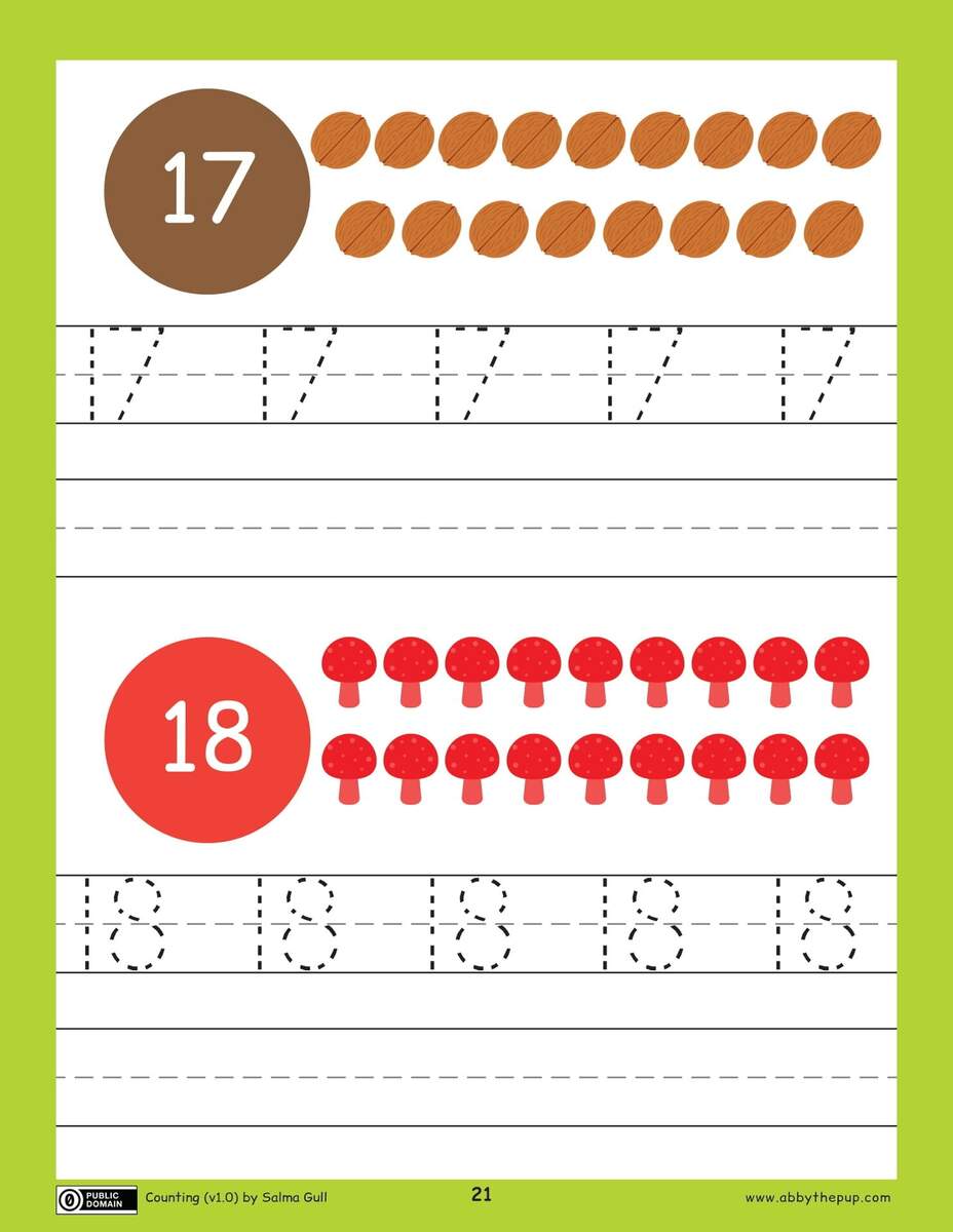 Handwriting Worksheet Of Numbers 17 18 Free Printable Worksheets Number 18 Writing Counting And Identification Printable Worksheets For Children
