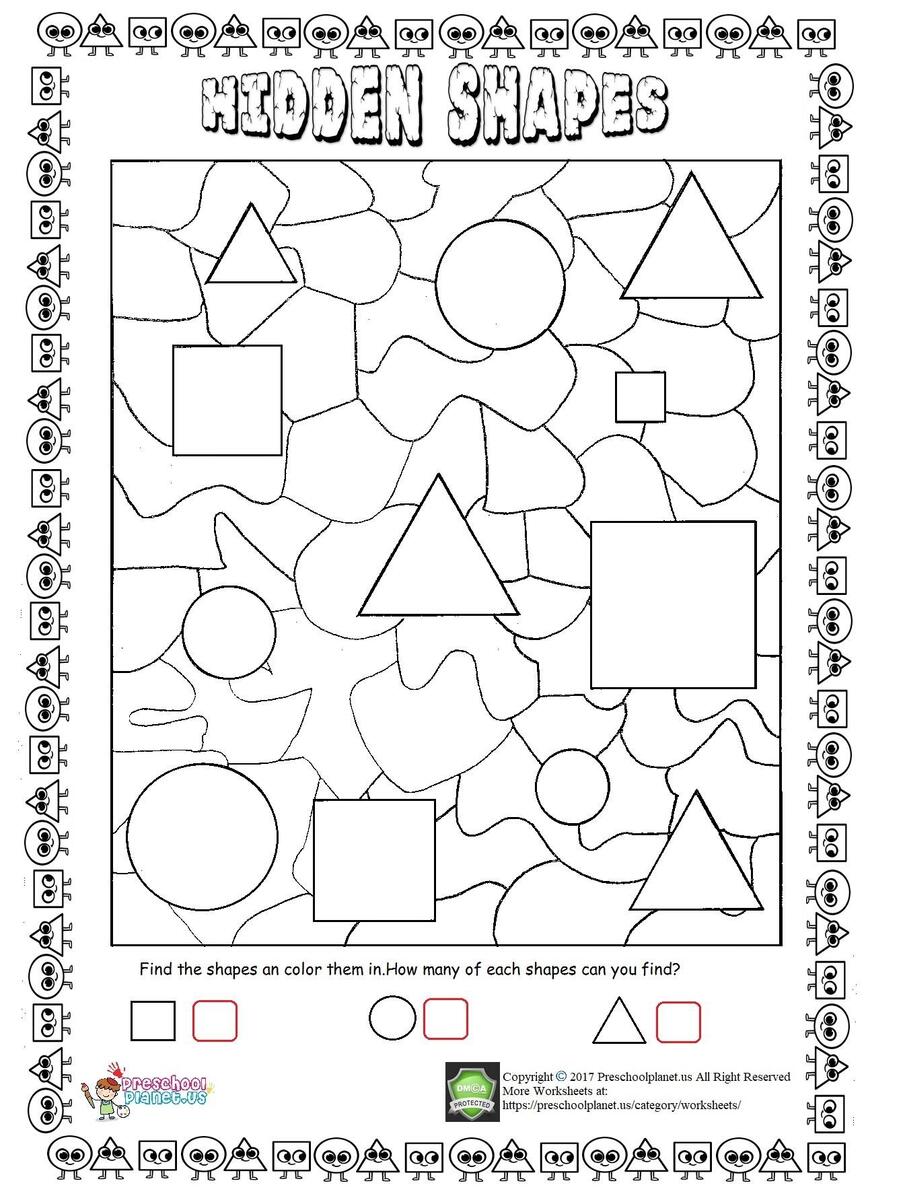 Hidden Shapes Worksheet Preschoolplanet