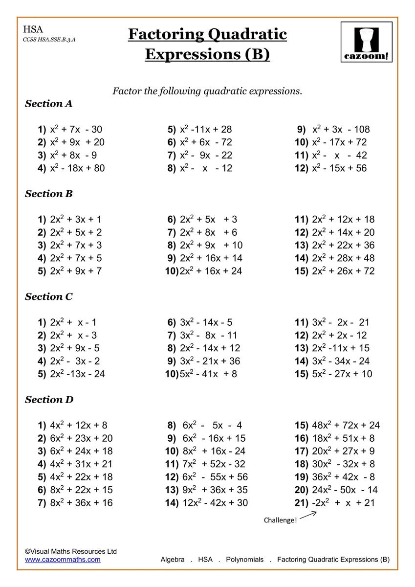 Free Printable 9th Grade Math Review Worksheet