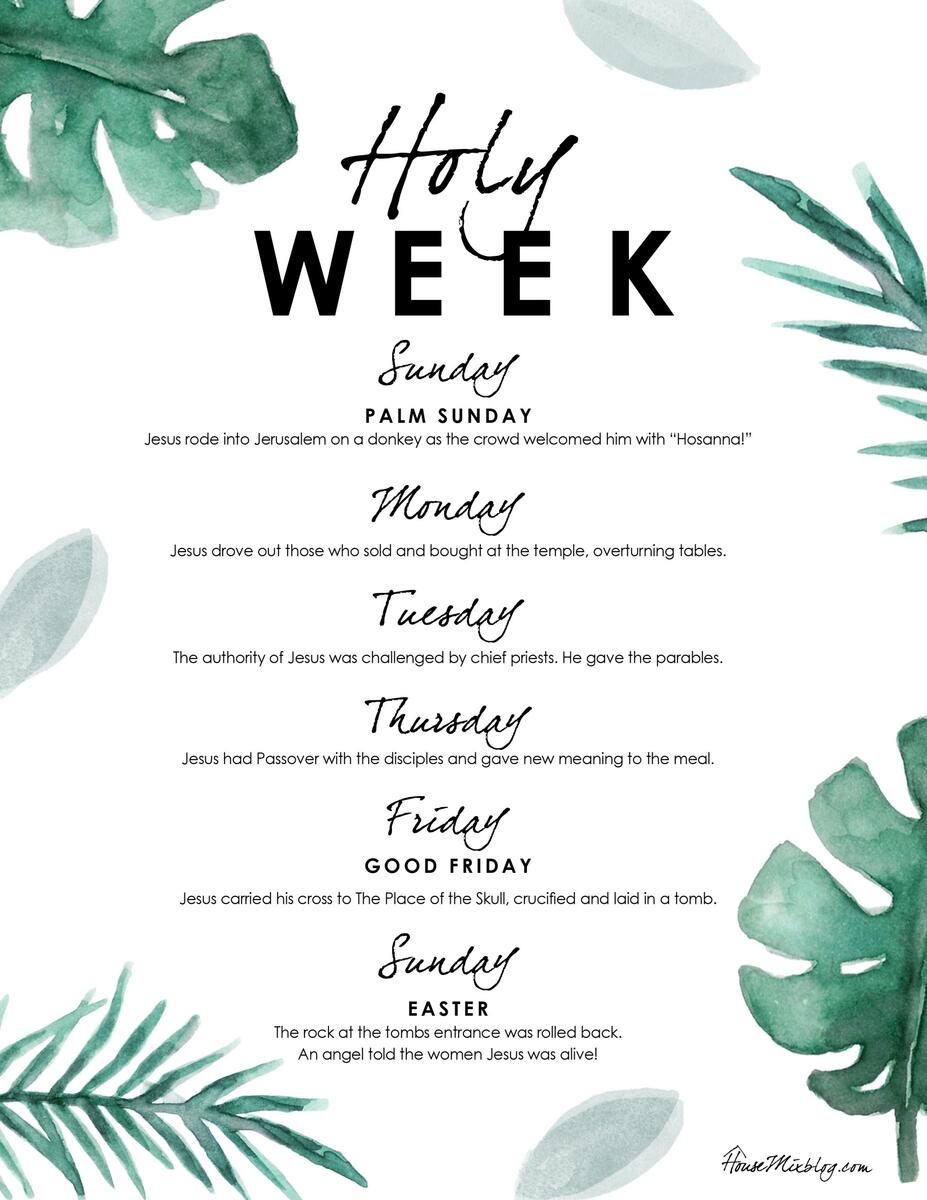 Holy Week Activities For Each Day Printable House Mix Holy Week Activities For Each Day Printable House Mix