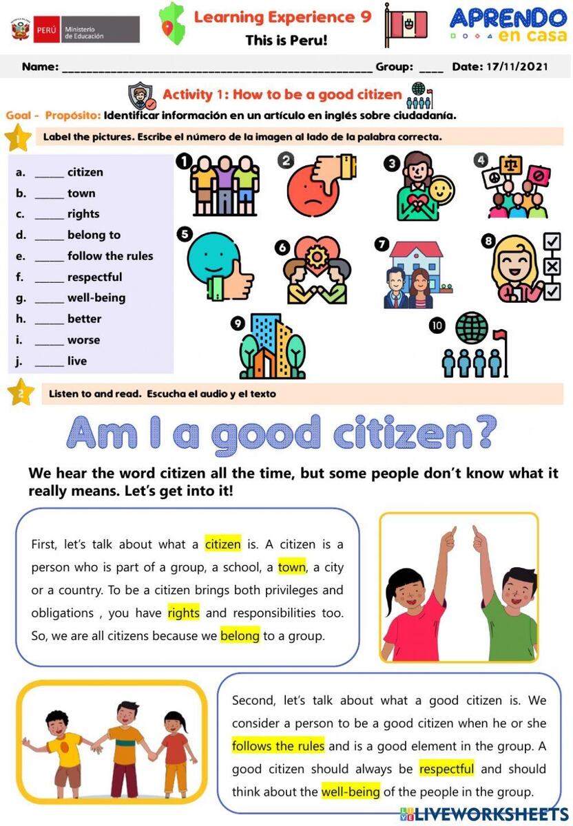 How To Be A Good Citizen Activity 1 Learning Experience 9 A2 Worksheets Library How To Be A Good Citizen Activity 1 Learning Experience 9 A2 Worksheets Library