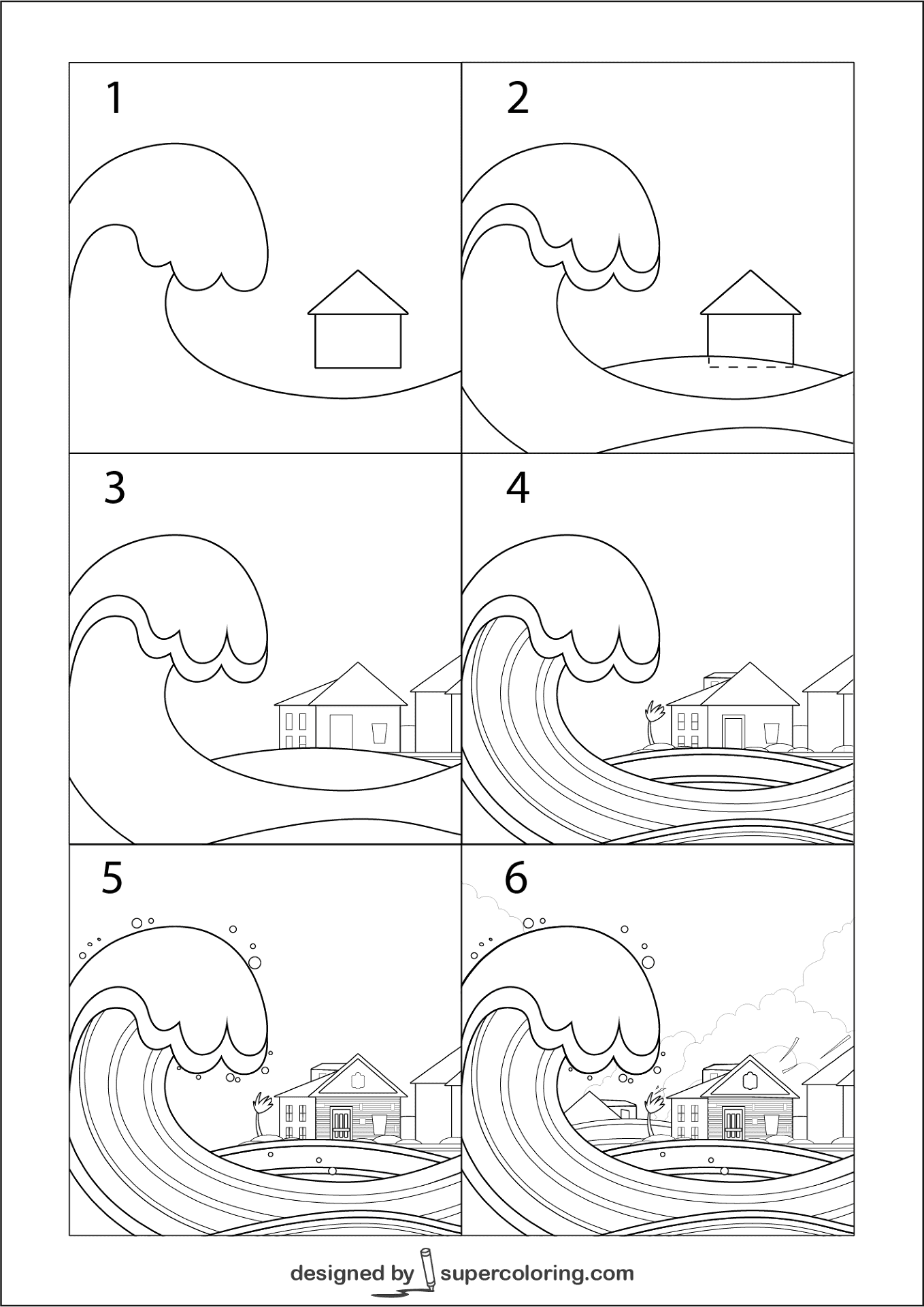 How To Draw A Tsunami Easy Free Printable Worksheets